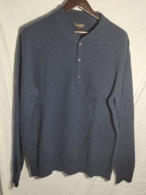 Tasso Elba Navy Crewneck Henley Sweater